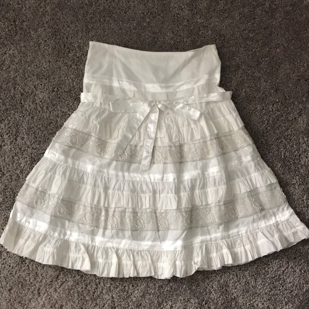 White high waisted midi skirt